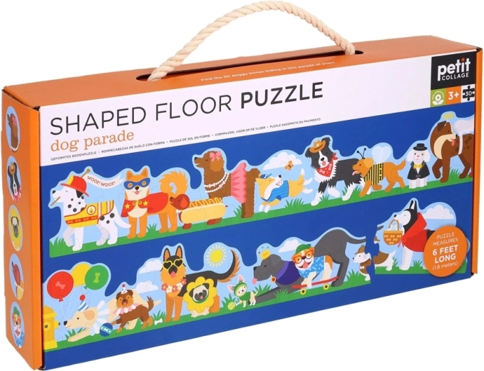 Puzzle de suelo Petit Collage Paseo de perros, 30 piezas