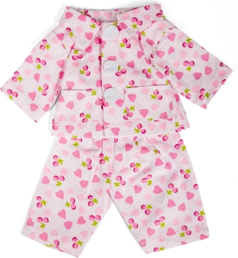Bigjigs Toys pijama rosa con corazoncitos y cerezas para muñeca de 34 cm