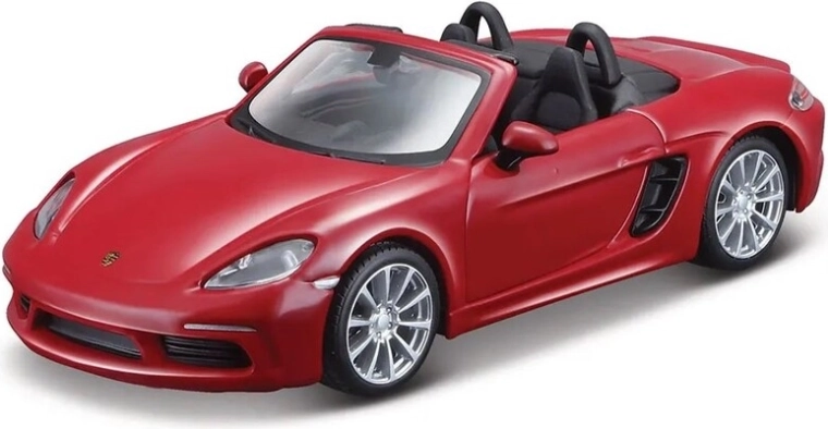 Modelo de coche metálico Bburago 1:32 Porsche 718 Boxster – rojo oscuro, amarillo