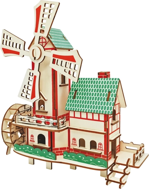 Puzzle 3D de madera – molino de viento