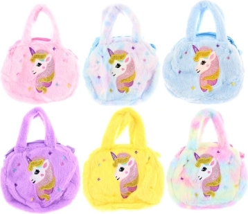 Bolso de peluche unicornio con correa