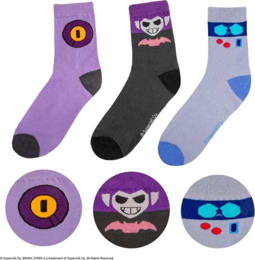 Set de calcetines Brawl Stars – 8‑Bit, Rico y Mortis