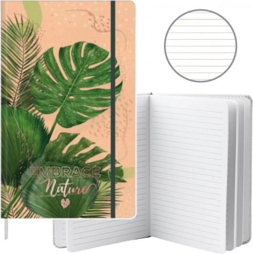 Cuaderno A5 con motivo de Monstera - 80 hojas