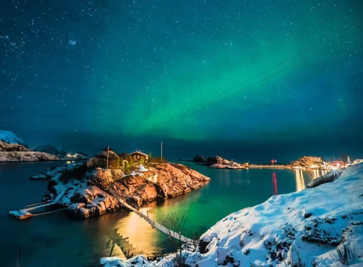 Puzle de 500 piezas Aurora boreal sobre Bergsfjord