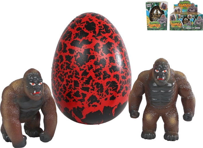 Figura gigante de gorila que eclosiona y crece en el agua