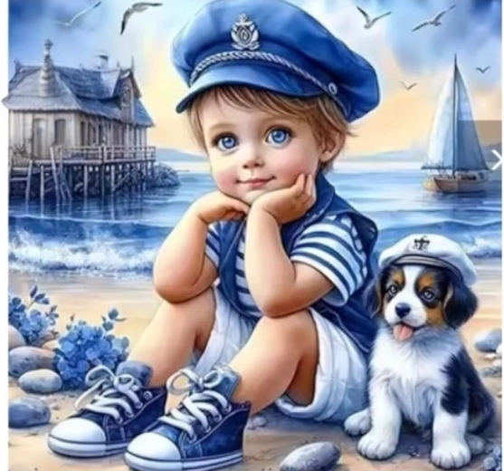 Pintura de diamantes Pequeño marinero 30 × 40 cm