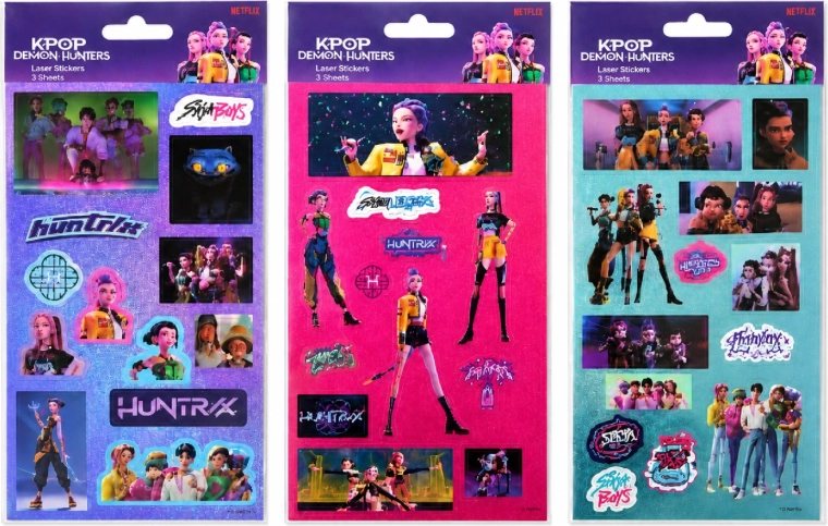 Set de pegatinas láser KPop Demon Hunters – 3 hojas