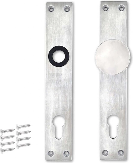 Escudo de aluminio con pomo para cilindro de 90 mm sin manilla