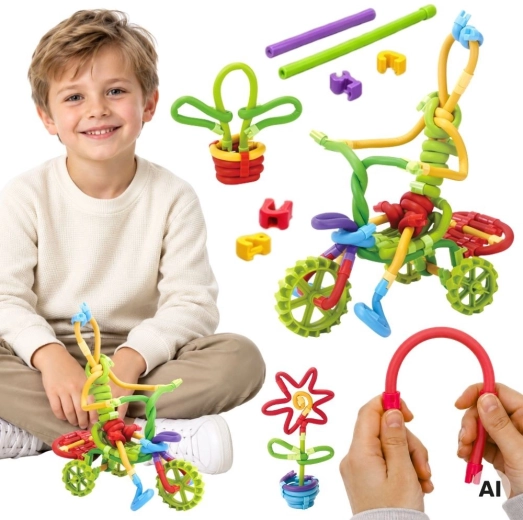 Juego de construcción creativo 3D WOOPIE con varillas flexibles, 85 piezas