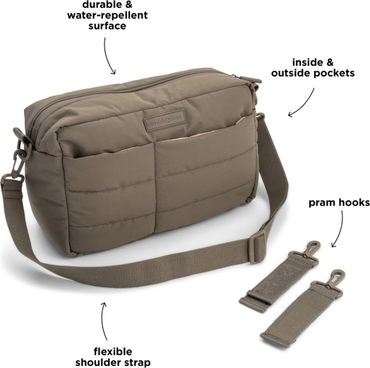 Bolso acolchado para cochecito Done by Deer, gris topo