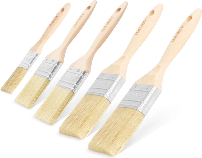 Juego de pinceles planos de pintura con mango de madera, 5 unidades