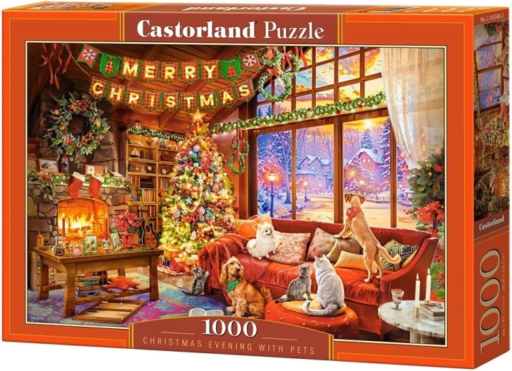 Puzzle Castorland Nochebuena con mascotas 1000 piezas