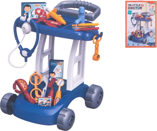 Carrito de médico con accesorios médicos para niños