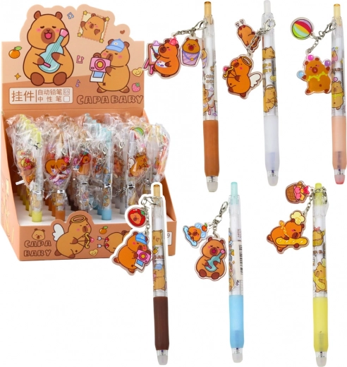 Bolígrafo de gel Capibara con colgante, tinta azul, 14,5 cm