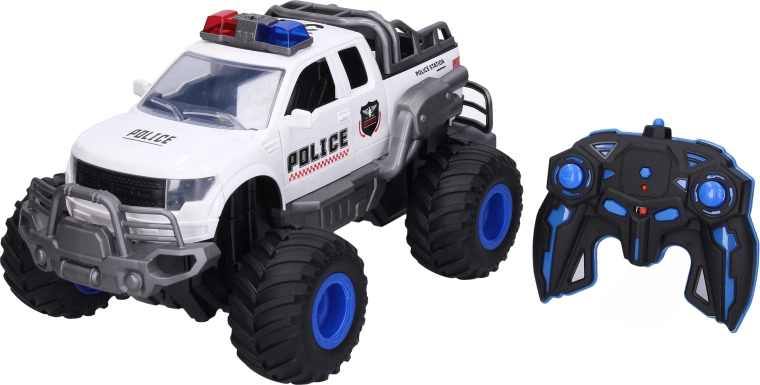 Coche teledirigido policial todoterreno con efectos de humo de 41,5 cm