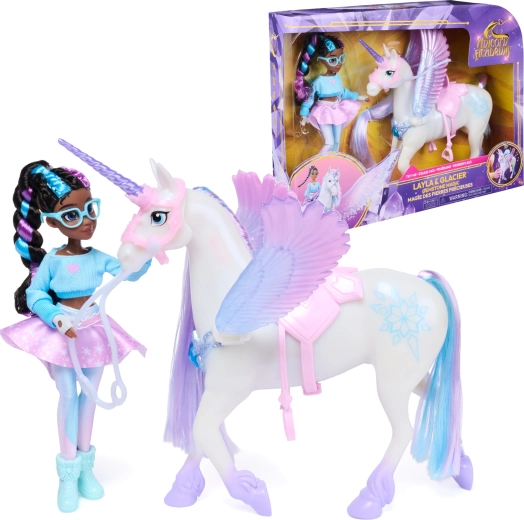Spin Master Unicorn Academy Layla y unicornio Glacier Gemstone Magic con efectos de luz y sonido