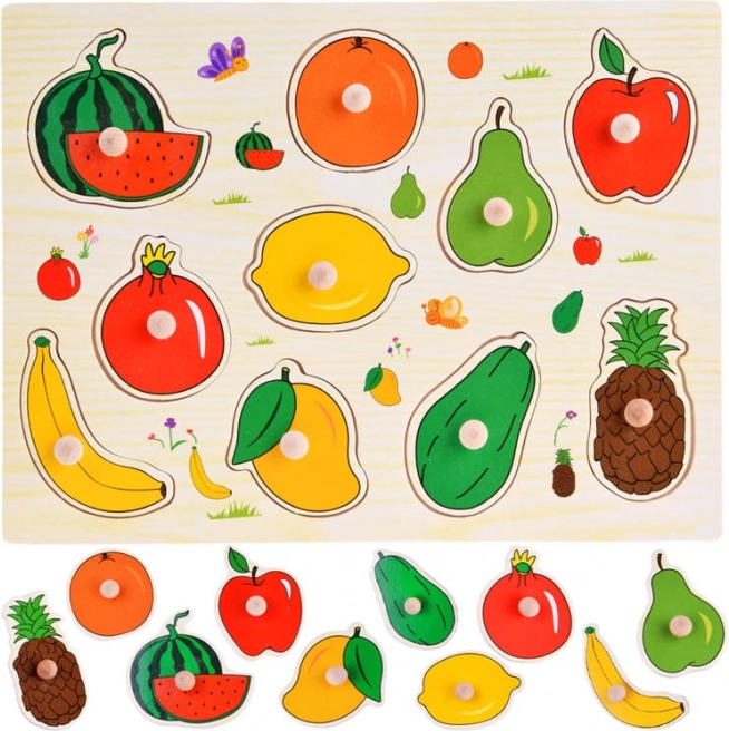 Puzzle encajable de madera de frutas con agarraderas (10 piezas)