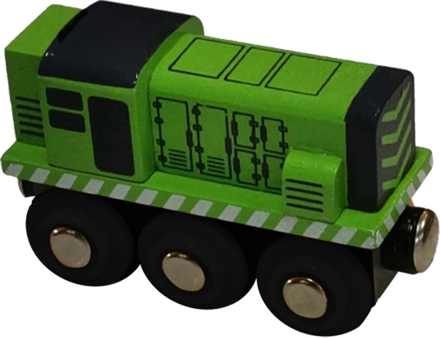 Babu locomotora de madera verde claro