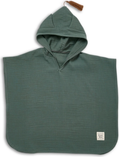 Poncho infantil de muselina Funnababy con capucha Ivy Green