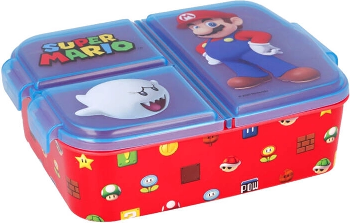 Caja de almuerzo Stor Super Mario con 3 compartimentos (azul-roja)