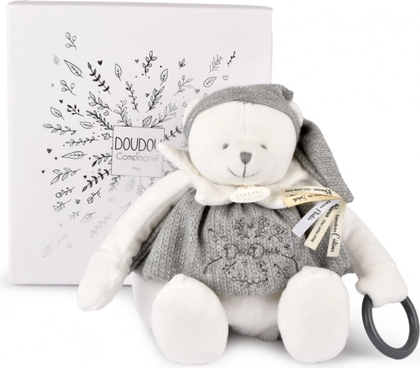 Doudou osito polar de peluche con aro 30 cm gris