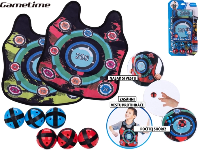 Set Gametime con 2 chalecos con diana y 6 pelotas con velcro