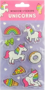 Pegatinas transparentes reutilizables para ventana – espacio, dinosaurios y unicornios