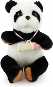 Panda de peluche interactiva con biberón
