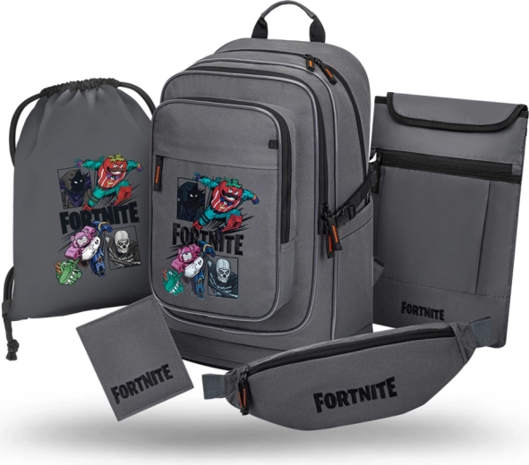 Set escolar BAAGL de 5 piezas Cubic Fortnite Squad (mochila, bolsa, riñonera, funda para portátil, monedero) GRS