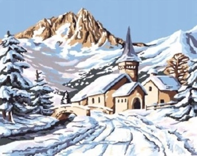 Norimpex Pintura por números cabaña nevada en las montañas 40 × 50 cm