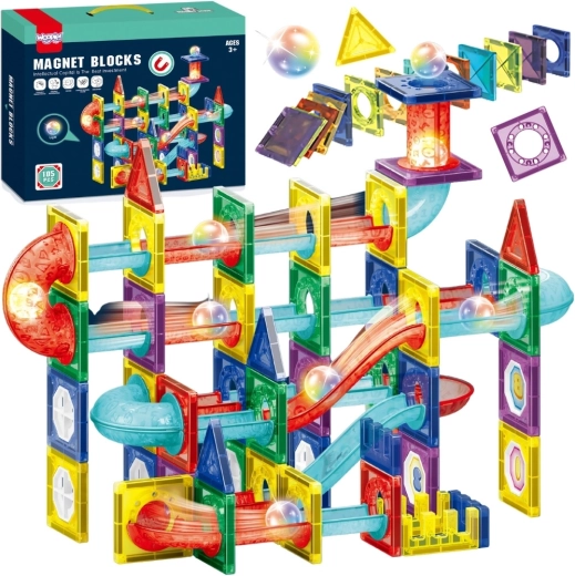 Woopie set de construcción magnético 3D de pista de canicas, 105 piezas