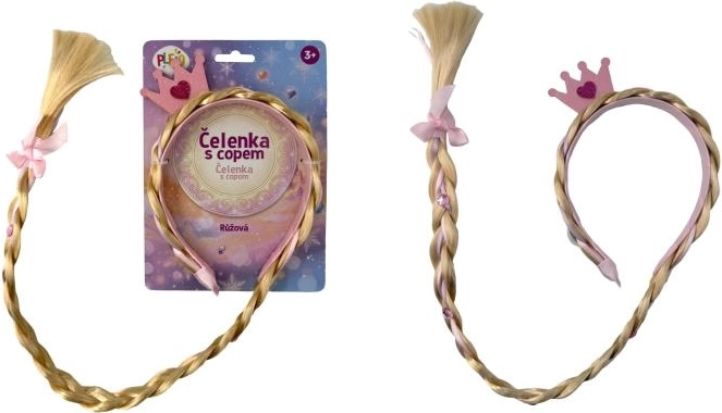 Diadema con trenza rosa