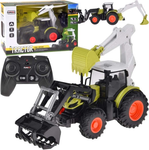 Tractor teledirigido con excavadora y cargador