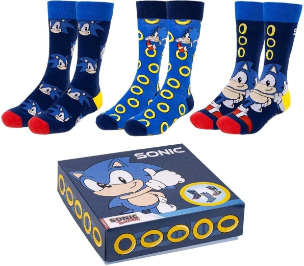 Set de calcetines Sonic – 3 pares en caja de regalo