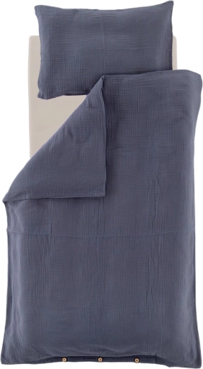 Träumeland ropa de cama de muselina GOTS azul 100 × 135 cm + 40 × 60 cm