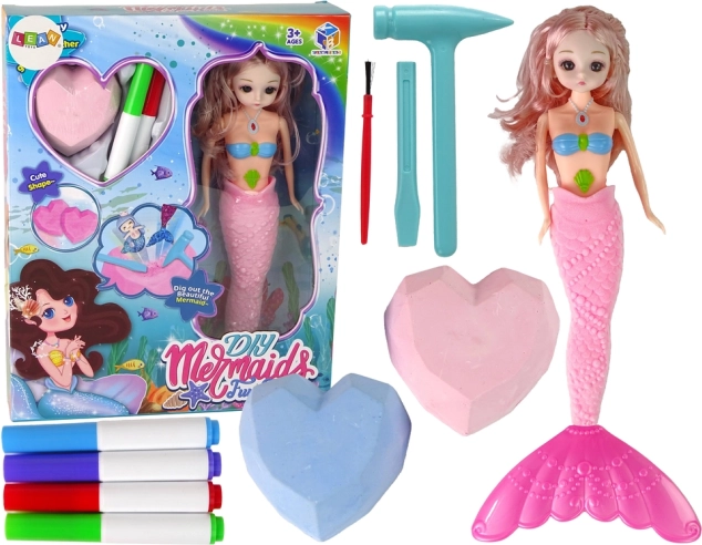 Kit DIY sirena rosa – excavación y pintura