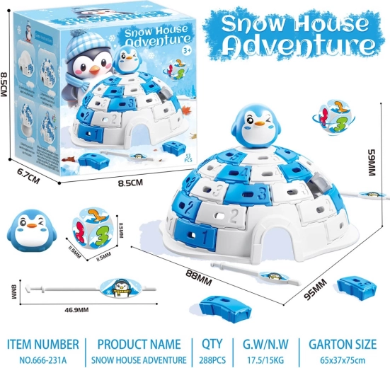 Juego de habilidad iglú de hielo con pingüino