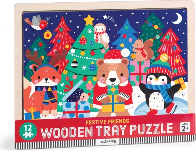 Mudpuppy puzle de madera Amigos navideños 12 piezas