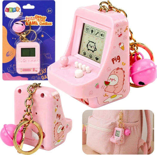 Juego electrónico de bolsillo Tetris rosa para llaves