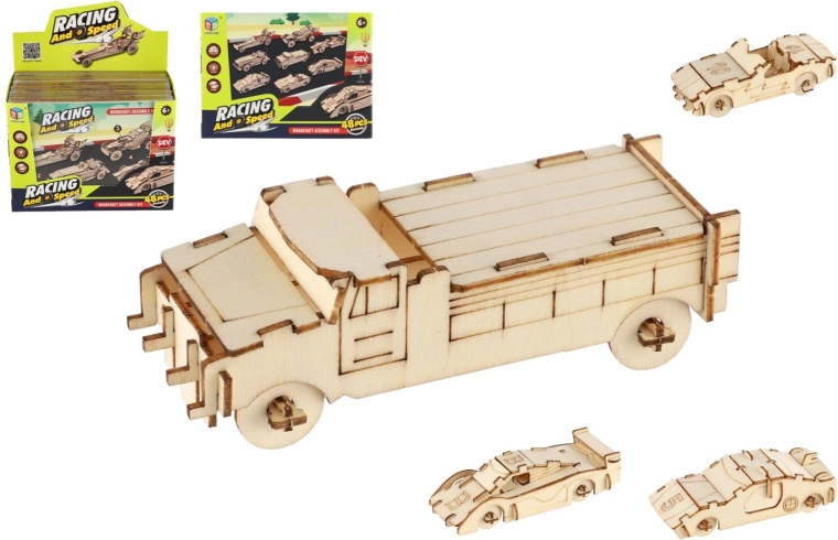 Rompecabezas 3D de madera – coche de carreras, set de 4 uds.