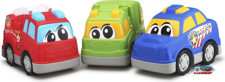 Coches infantiles de 24 cm: camión de basura, camión de bomberos y vehículo policial