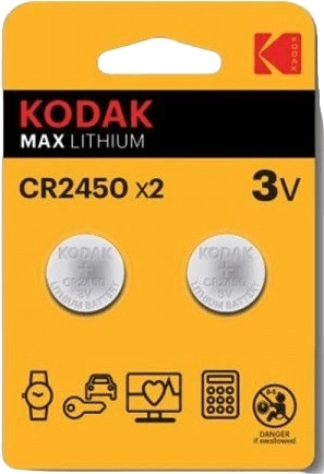 Pila de botón de litio Kodak CR2450 3 V, 2 uds.