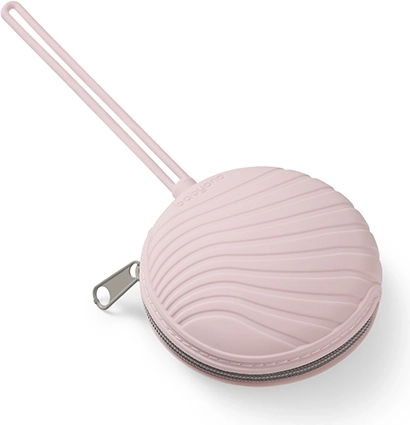 Babyono estuche de silicona para chupete con cremallera rosa