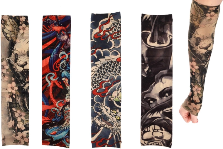 Manga elástica de tatuaje – 4 diseños en bolsa