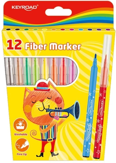 Rotuladores lavables KEYROAD, set de 12 colores