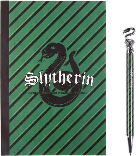 Cuaderno A5 y bolígrafo con motivo de Slytherin