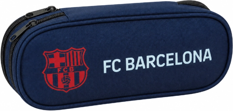 Estuche escolar ovalado FC Barcelona azul oscuro