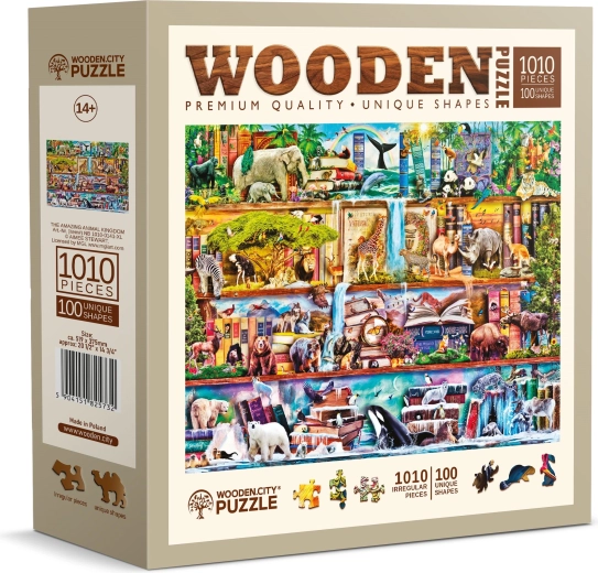 Puzzle de madera El increíble mundo de los animales, 1010 piezas WOODEN CITY