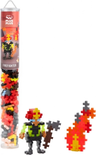 Plus-Plus bombero – set de construcción en tubo (100 piezas)