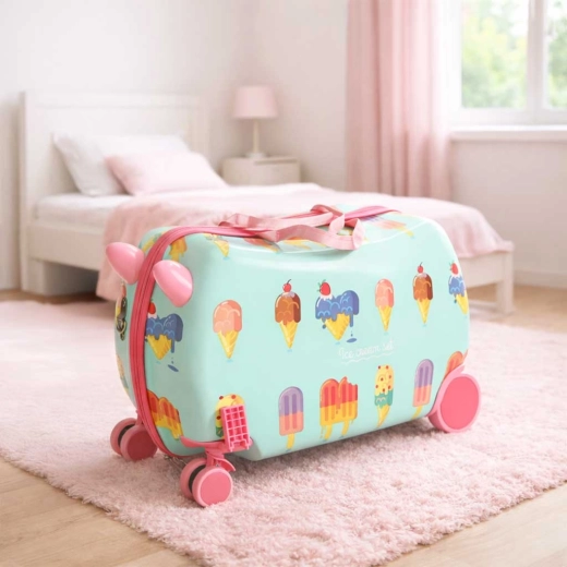 Maleta y asiento para viajar